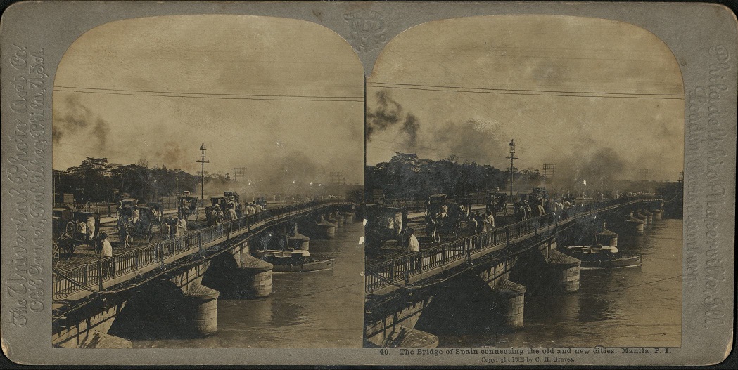 The Bridge of Spain connecting the old and new cities. Manila, P. I.